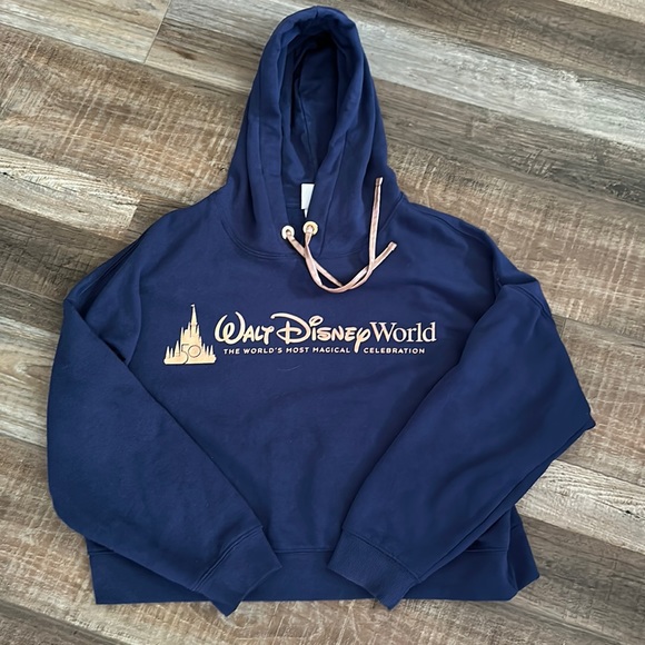 Walt Disney World Blue Cropped Hoodie Sweatshirt, size medium - Picture 1 of 8